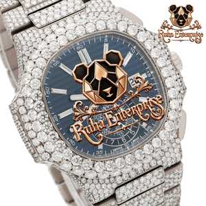 Premium <b>Mens</b> Moissanite Crystal Wristwatch Quartz Mechanism Stainless Steel Configuration Brilliant Decorative Stone Finish - Product Image 3