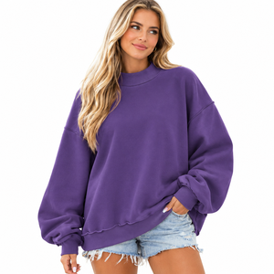 Sweat-shirt oversize à col montant pour femme, imprimé lettres 'Merry', à manches à carreaux rouges, pull tricoté d'hiver, coupe longue, style décontracté - Product Image 6