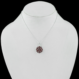 Collar con colgante de granate Gemkora, joyería con dijes redondos para mujer, para fiesta - Product Image 4