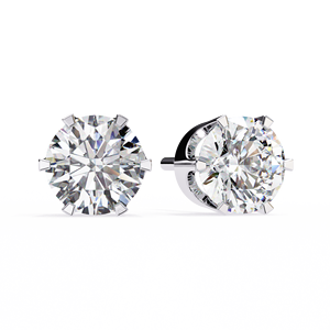 Pendientes de Diamante Solitario con Corona de 6 Puntas – Diamante Redondo CVD de Laboratorio de 2.6ctw, Postes de Oro Amarillo Sólido de 10K, 14K, 18K - Product Image 1