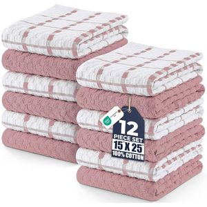Set di 12 Asciugamani da Cucina Super Morbidi 15 X 25 Pollici, 100% Cotone Filato ad Anelli, Assorbenti per Casa, Cucina, Tè e Bar - Product Image 4