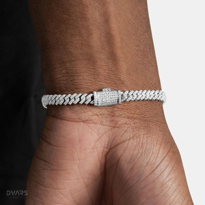 สร้อยข้อมือคิวบันลิงค์แบบหนาสำหรับผู้ชาย สร้อยข้อมือแบบฮิปฮอปประดับเพชร  เครื่องประดับเงินแท้ 925 สร้อยข้อมือคิวบันประดับมอสซาไนต์ - Product Image 5