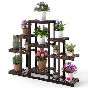 Support de plantes d'angle en bois à plusieurs niveaux, étagère en forme d'échelle pour intérieur et extérieur, porte-pot de fleurs - Product Image 5