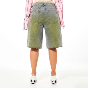 <b>Hot</b> Selling <b>High</b> <b>Waist</b> Stonewashed Denim Shorts Women Loose Fit Vintage Style Straight Leg Casual Summer Cotton Biker Shorts - Product Image 2