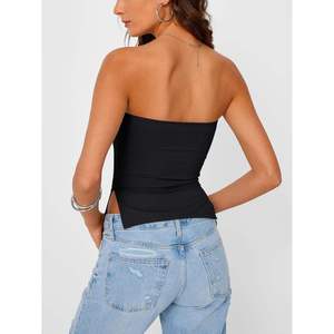 Top Corto sin Tirantes con Estampado Lindo para Mujer - Top Bandeau Corto sin Tirantes en Rosa Claro para la Temporada de Terror - Product Image 2