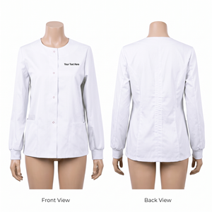 เสื้อแจ็คเก็ตสครับสำหรับบุรุษและสตรี ผ้าแคนวาสนุ่ม 150 GSM กันน้ำ มีฮู้ด สีเทาเข้ม ชุดยูนิฟอร์มทางการแพทย์ ป้ายทอแบบกำหนดเอง พิมพ์โลโก้ - Product Image 6