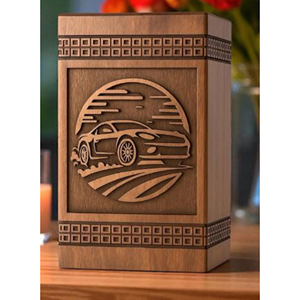 Urne en bois avec gravure décorative, urne en bois de luxe pour cendres avec base en velours, urne par AYAANS - Product Image 1