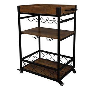 Carrello di Servizio Industriale Stile Vintage per Bar e Cucina, Design Moderno in Legno, Acciaio, Ferro e Plastica - Product Image 6