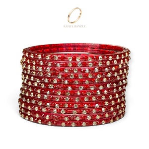 Trending Fashionable Kashmiri <b>Red</b> Glass Raindrop Pearl Bangles for Women's Wedding Festive Wear at Wholesale Price - Product Image 3