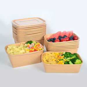 Bol en papier kraft avec couvercle en PET 500 ml 750 ml 1000 ml Bol rond en papier kraft pour fruits Salade Contenant alimentaire - Product Image 4