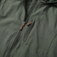 Olive Kapüşonlu Ceket — Tam Fermuarlı, Hafif, Dış Mekan Ceketi, Raglan Kollu, Göğüs Cepli |   OEM/ODM Özel Marka