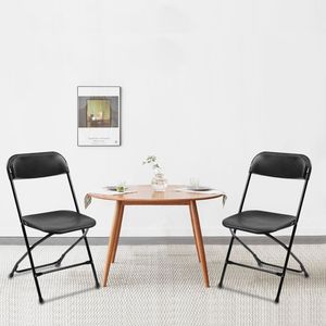 Set di 5 Sedie Pieghevoli in Plastica Nera con Telaio in Acciaio, Impilabili e Portatili, Capacità 350 lb, per Eventi Interni ed Esterni, Sedia Industriale - Product Image 3