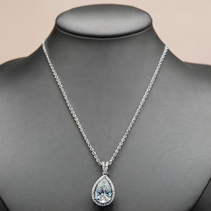 Elegante Cadena de Oro Blanco de 14K con Diamantes de Laboratorio en Talla Pera de Fabricante Indio al Mejor Precio - Product Image 2