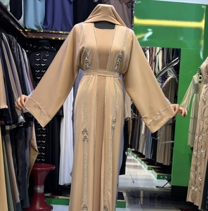 Abaya parapluie tendance, style Dubaï, ornée de perles et de paillettes, à manches longues, traditionnelle musulmane, faite à la main, pour mariage, respirante, col en V pour femme - Product Image 1