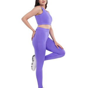 Ensemble de vêtements de sport pour femmes, soutien-gorge de yoga personnalisé, leggings, ensemble de deux pièces pour la remise en forme, l'entraînement en salle de sport - Product Image 3