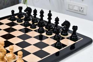 Pions d'échecs de la série Premium CB Bridle, triplement lestés, roi de 4,2 pouces en ébène et buis, au meilleur prix - Product Image 3