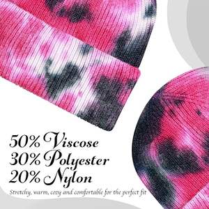 หมวกบีนนี่ไหมพรมอะคริลิกลายริบบิ้นสีรุ้งชมพูฟ้าแบบไล่สี รุ่นใหม่ล่าสุดปี 2025 สำหรับผู้หญิง - Product Image 5