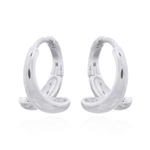 Sculptural Twisted Wave Silver <b>Hinged</b> Hoop <b>Earrings</b> Trendy Jewelry for Parties and Gifts From Thailand - Product Image 2