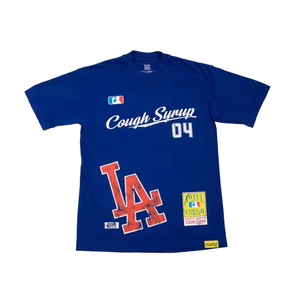 Camiseta Casual para Hombre Cough Syrup 04 LA Logo Azul, ODM 100% Algodón, Manga Corta de Verano, Diseño con Letras Estampadas en la Parte Delantera - Product Image 1