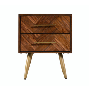 Collection BERGEN, design moderne, éco-responsable, table de chevet en bois massif durable, meubles de chambre à coucher, table de chevet avec 2 tiroirs, faible MOQ - Product Image 1