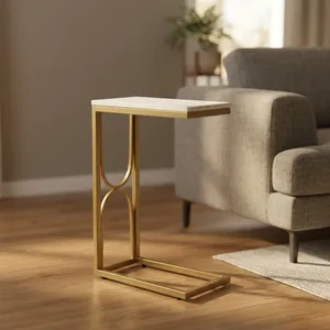Modern <b>Nested</b> Wood Side <b>Tables</b> Minimalist Design Metal Frame Living Room Wooden Iron Side <b>Table</b> with Magazine stand - Product Image 4