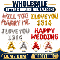Ballons en aluminium en forme de lettres de 16 pouces en gros, certifiés CE/EN71/BSCI/CPC, OEM/ODM pour les fournitures de fête de la Saint-Valentin