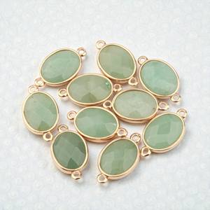 ตัวเชื่อมต่อรูปไข่ขนาด 10x14 มม. สีเขียวอะเวนเจอรีน ชุบทองบนเงินแท้ สำหรับทำเครื่องประดับ - Product Image 1
