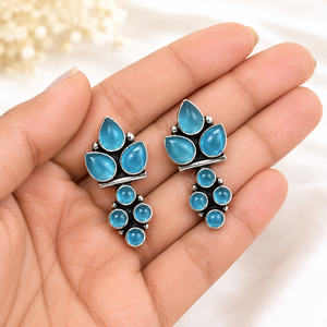 Latest Design Antique Silver Plated Stainless Steel Onyx Drop <b>Earrings</b> Trendy Women's Premium Quality Hot Selling Fast Shipping - Product Image 2