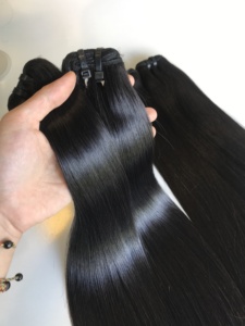 Prix usine luxe vietnamien Extensions de cheveux humains longue droite noire non traitée brut génie trame vague de cheveux pas cher Bundle - Product Image 6