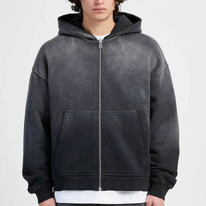 Vente en gros de blousons coupe-vent vintage en molleton éponge 100% coton, épais, délavé au soleil et à l'acide, avec fermeture éclair, de haute qualité et personnalisables - Product Image 6