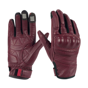 Guantes de Motocicleta de Cuero Borgoña, Largos hasta la Muñeca, Transpirables, Sin Forro, Estilo Deportivo, para Ciclismo, Primavera/Verano, con Función Táctil - Product Image 3
