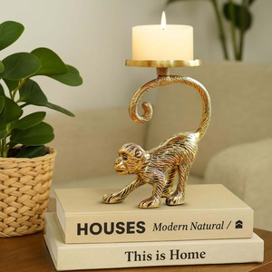 Flame Atelier - Portavelas con diseño de mono, 15,8 cm, decoración del hogar, soporte de metal duradero - Product Image 3