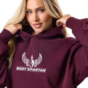 เสื้อฮู้ดเบอร์กันดีสำหรับผู้หญิง ผ้าฟลีซ แขนยาว สไตล์ลำลอง สตรีทแวร์ ทรงหลวม สัมผัสนุ่ม ใส่สบายทุกวัน - Product Image 3