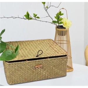Panier de pique-nique en rotin naturel tissé à la main |   Valise hexagonale vintage en osier avec poignée, boîte de rangement artisanale pour repas en plein air - Product Image 5