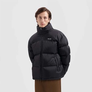 Veste matelassée noire pour homme, hiver, col montant, fermeture éclair, couleur unie, épaisse, coupe droite, manches longues - Product Image 4