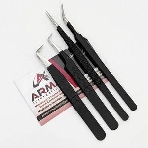 Pinzas para Pestañas Negras Mate de Acero Inoxidable, Probadas a Mano, para Cuidado Personal y Belleza, Pinzas para Extensión de Pestañas con Marca Privada - Product Image 5
