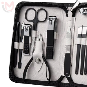 Kit de pédicure professionnel 5 en 1 en acier inoxydable avec ciseaux et coupe-ongles, étui en cuir noir luxueux - Product Image 3