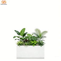 Pot Tanaman Persegi Panjang Modern dari Baja Tahan Lama, Ringan, dan Ramah Lingkungan GNEE GN-PR, Berlapis Cat Hitam/Putih
