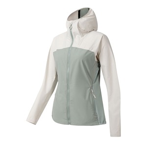 Veste coupe-vent à capuche pour femme, à blocs de couleur, manches longues, fermeture éclair, en polyester, pour l'automne - Product Image 2