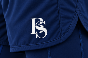 Men's Navy Blue Quick Dry Sport <b>Shorts</b> With Drawstring Waist And <b>Zip</b> <b>Pockets</b> Front Logo Design - Product Image 4