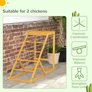 Giocattolo Gabbia per Polli Gialla per Animali Sani e Felici, Attività Ludiche con Posatoi e Scala per Galline - Product Image 6