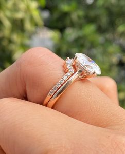 Oval Cut Lab Grown Diamond Engagement <b>Ring</b> <b>Set</b> Halo Diamond Bridal <b>Set</b> Curved Diamond Wedding Band <b>Gold</b> Bridal <b>Ring</b> <b>Set</b> - Product Image 3