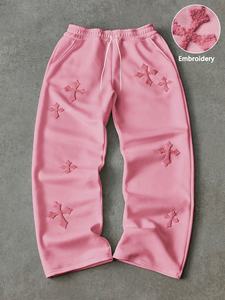 Pantalones Deportivos Holgados de Algodón con Logotipo Bordado Personalizado para Hombre, Pantalones Joggers Casuales de Lujo con Serigrafía - Product Image 5