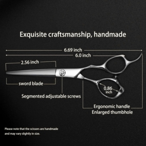 Ciseaux de coiffure professionnels ergonomiques à main droite Harbor Industry, à lame décalée, en acier inoxydable, longs, pour une coupe précise et affûtée - Product Image 4