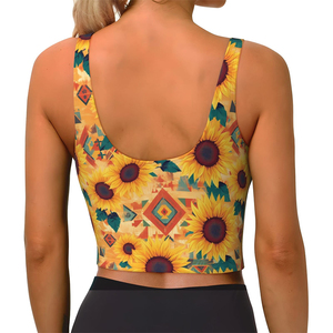 เสื้อชั้นในกีฬาสำหรับผู้หญิงไซส์ใหญ่ พิมพ์ลายดอกทานตะวัน ระบายอากาศได้ดี รองรับทรงได้ดีเยี่ยม ยืดได้สี่ทิศทาง ออกแบบโลโก้ด้านหน้า - Product Image 3