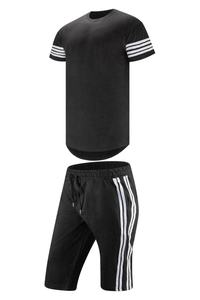 Ensemble de survêtement unisexe pour hommes, t-shirt uni de haute qualité, shorts décontractés, ensembles courts à séchage rapide, été, thermique, 100% coton - Product Image 2