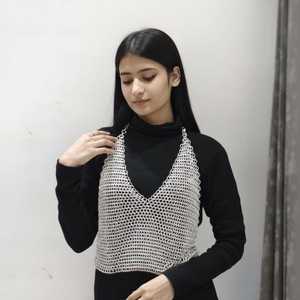 Armadura de Moda para Mujer, Diseño Soldado, Forma Irregular, de Acero Inoxidable Plateado con Eslabones de Cadena - Product Image 1