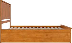 Cama de plataforma de madera maciza tamaño King de diseño tradicional con juego de estribos a juego de estribos Twin XL - Product Image 6