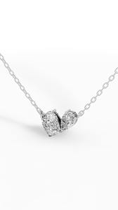 Collier Toi et Moi en diamant de laboratoire avec pierres taillées coussin et poire en or 18 carats, symbole d'amour éternel - Product Image 2