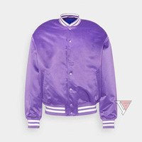 Blouson aviateur universitaire en satin de Chicago personnalisé avec tissu en toile 100% veste d'hiver imperméable et coupe-vent en satin pour hommes